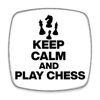 KEEP CALM AND PLAY CHESS! SCHACHSPIELER schwarz - Viereckiger Kühlschrankmagnet - Weiß - Vorne