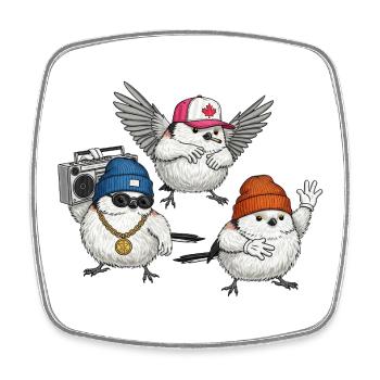 Ambiance de rue Bird Crew - Magnet carré - blanc - Devant