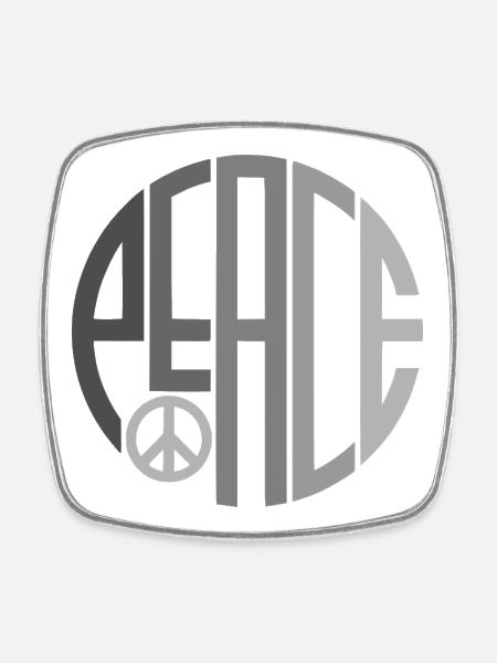 Kreis Typografie Peace mit Peacezeichen - Viereckiger Kühlschrankmagnet - Weiß