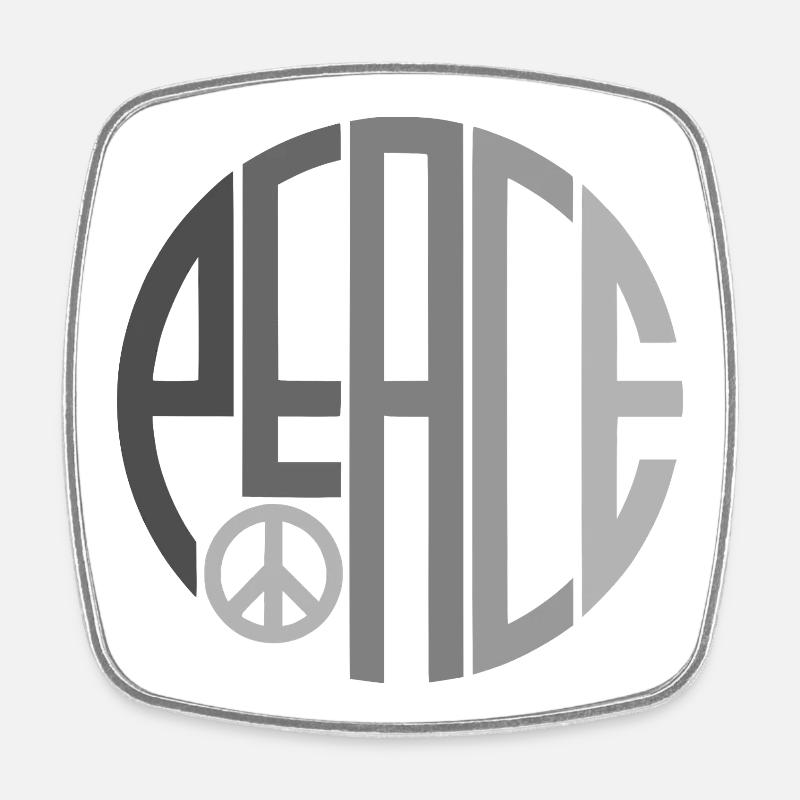 Kreis Typografie Peace mit Peacezeichen - Viereckiger Kühlschrankmagnet - Weiß