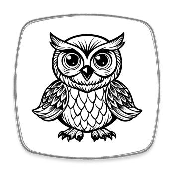 Baby owl - Square fridge magnet - white - Front