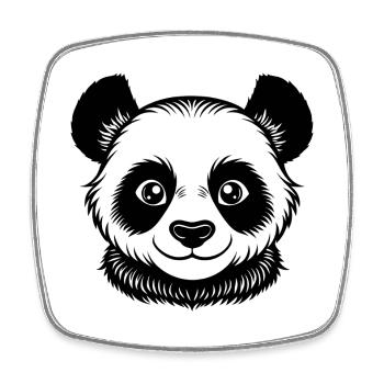 Baby-Panda-Gesicht - Viereckiger Kühlschrankmagnet - Weiß - Vorne