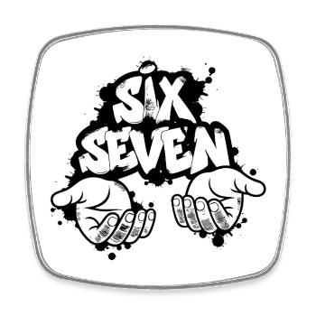 Six Seven Graffiti - Viereckiger Kühlschrankmagnet - Weiß - Vorne