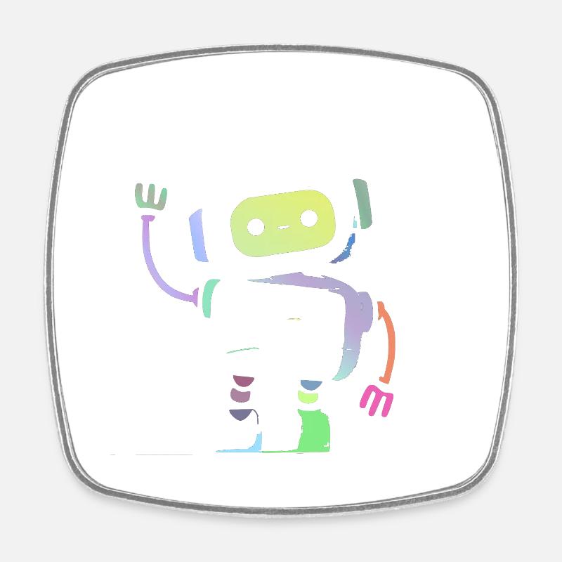 Robot pastel amusant - Magnet carré - blanc