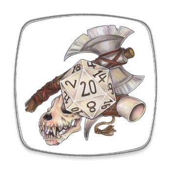 Role Playing Game Tabletop D20 Dice Gift Barbarian - Square fridge magnet - white - Front