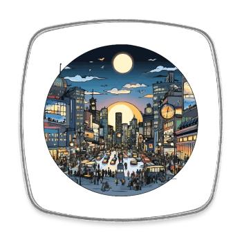 City light evening traffic - Square fridge magnet - white - Front