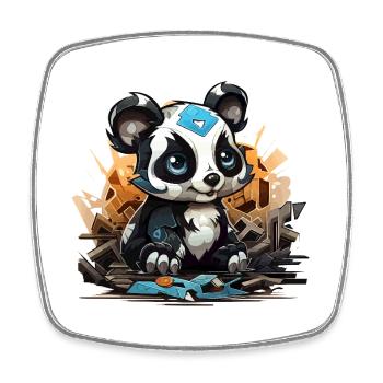 Panda Building Block Charm - Square fridge magnet - white - Front