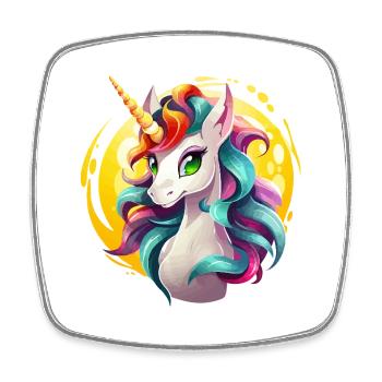 Rainbow Unicorn in Sonnencircle - Square fridge magnet - white - Front