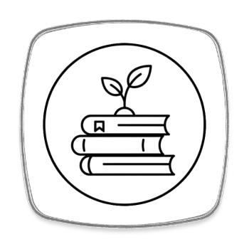 Minimalistischer Bücherstapel mit pflanzlicher gemütlicher Lektüre - Viereckiger Kühlschrankmagnet - Weiß - Vorne