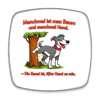 Hund und Baum: Kunst des Hundseins - Viereckiger Kühlschrankmagnet - Weiß - Vorne