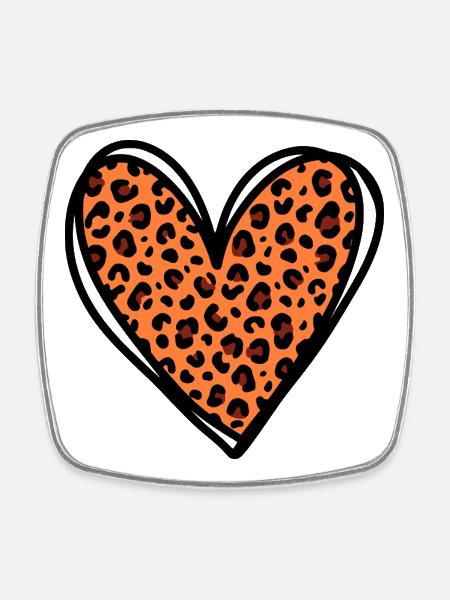 Leo Heart - Trendy Animal Print Fashion Design - Square fridge magnet - white