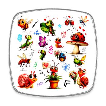 Cute Lovely Bugs - Happy Insects Illustration - Viereckiger Kühlschrankmagnet - Weiß - Vorne