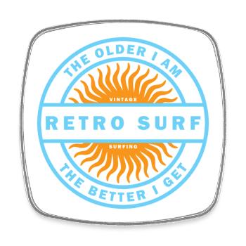 Retro Surf Sunburst Vintage Surfing Logo - Square fridge magnet - white - Front