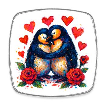 Wasserfarbene Pinguine der Liebe - Viereckiger Kühlschrankmagnet - Weiß - Vorne