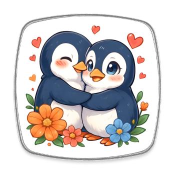 Cuddly Penguins Love Duo - Square fridge magnet - white - Front