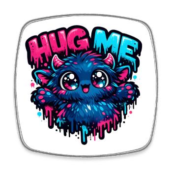 Hug Me Neon Monster Kuschelfreund - Viereckiger Kühlschrankmagnet - Weiß - Vorne