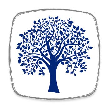 Base Blue Jumbo Tree Print Silhouette - Square fridge magnet - white - Front
