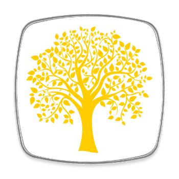 Base Yellow Jumbo Tree Print Silhouette - Square fridge magnet - white - Front