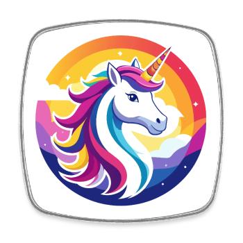 Rainbow Unicorn Colorful Unicorn Head Motif - Square fridge magnet - white - Front