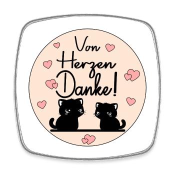 Valentinstag Katze - Von Herzen Danke - Viereckiger Kühlschrankmagnet - Weiß - Vorne