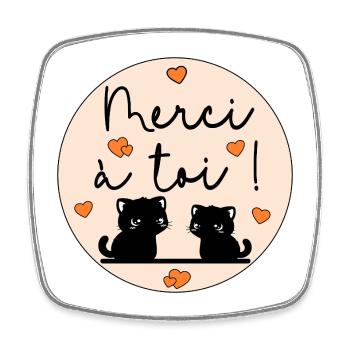 Chats Merci à toi - Square fridge magnet - white - Front