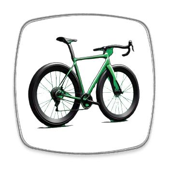 Neon Grün Rennrad Stil Fahrrad - Viereckiger Kühlschrankmagnet - Weiß - Vorne