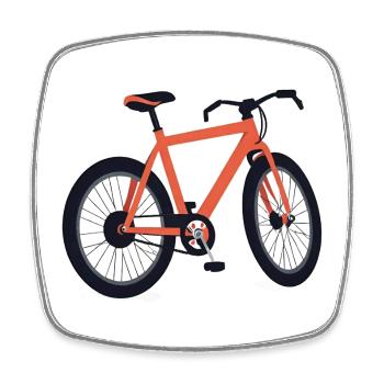 Orange bike design - Square fridge magnet - white - Front