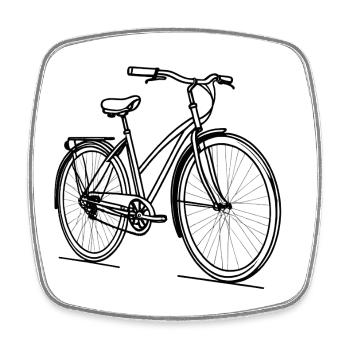 Art de silhouette de vélo - Magnet carré - blanc - Devant