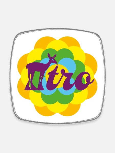 Retro - Square fridge magnet - white