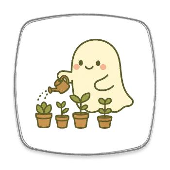 Cute Gardening Ghost ,Cozy Plant Lover - Square fridge magnet - white - Front