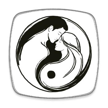 Yin Yang, Énergie masculine et féminine en équilibre - Magnet carré - blanc - Devant