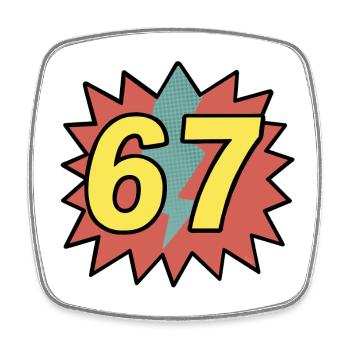 67 - Gen Alpha - Viereckiger Kühlschrankmagnet - Weiß - Vorne