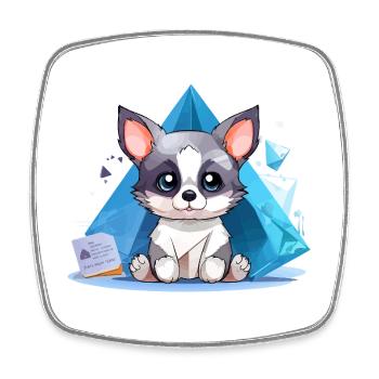 Kristallhündchen im Eisstil - Square fridge magnet - white - Front