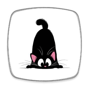 Chat à l’affût | Motif mignons des chats à coucou - Magnet carré - blanc - Devant