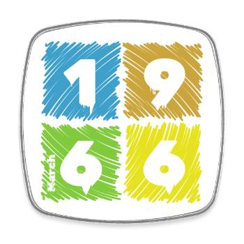 Écussons colorés pour le 60e anniversaire depuis 03/1966 - Magnet carré - blanc - Devant