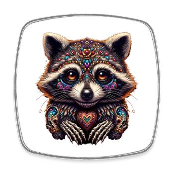 Raccoon au Dia de los muertos - Magnet carré - blanc - Devant
