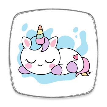 Dreaming Unicorn Kawaii – Sanftes, traumhaftes Design - Viereckiger Kühlschrankmagnet - Weiß - Vorne
