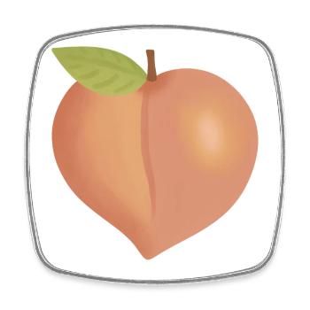 Peach with Leaf - Square fridge magnet - white - Front