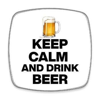 KEEP CALM AND DRINK BEER! BEER LOVERS CELEBRATE s - Square fridge magnet - white - Front