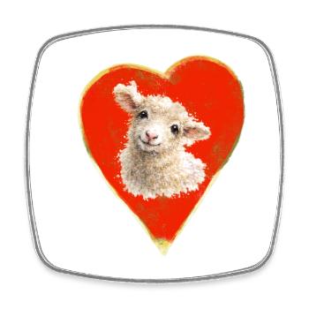 Lamb in heart motif - Square fridge magnet - white - Front