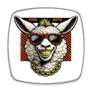 Agneau décontracté avec des lunettes de soleil... Les garçons cool - Magnet carré - blanc - Devant