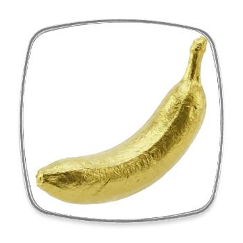 Goldene Banane - Viereckiger Kühlschrankmagnet - Weiß - Vorne
