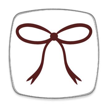 Maroon Ribbon Bow Illustration - Square fridge magnet - white - Front