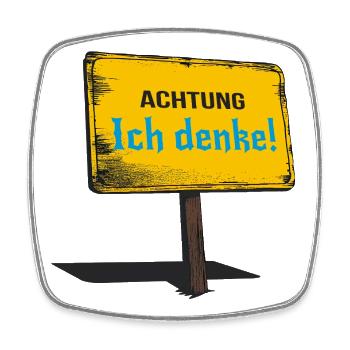 Attention I think sign - Square fridge magnet - white - Front