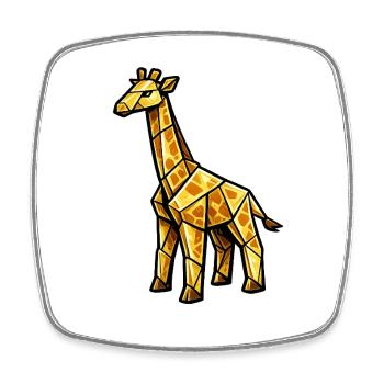 Goldene Geometrie-Giraffe - Viereckiger Kühlschrankmagnet - Weiß - Vorne