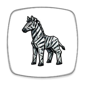 Geometric Zebra Silhouette - Square fridge magnet - white - Front