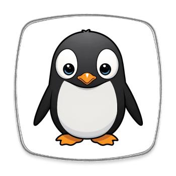 Dessin animé de pingouin câlin mignon - Magnet carré - blanc - Devant