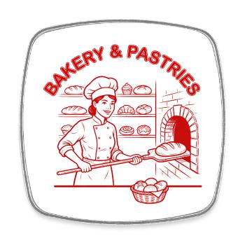 Bakery and Pastries - Square fridge magnet - white - Front