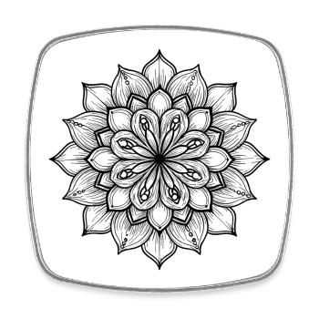 Blüten-Mandala, Symbol der Harmonie, Blumenlogo - Viereckiger Kühlschrankmagnet - Weiß - Vorne