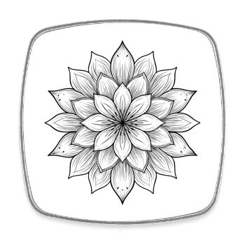 Blumenmandala mit feinen Blütenblättern, Ruhe und Harmonie - Viereckiger Kühlschrankmagnet - Weiß - Vorne